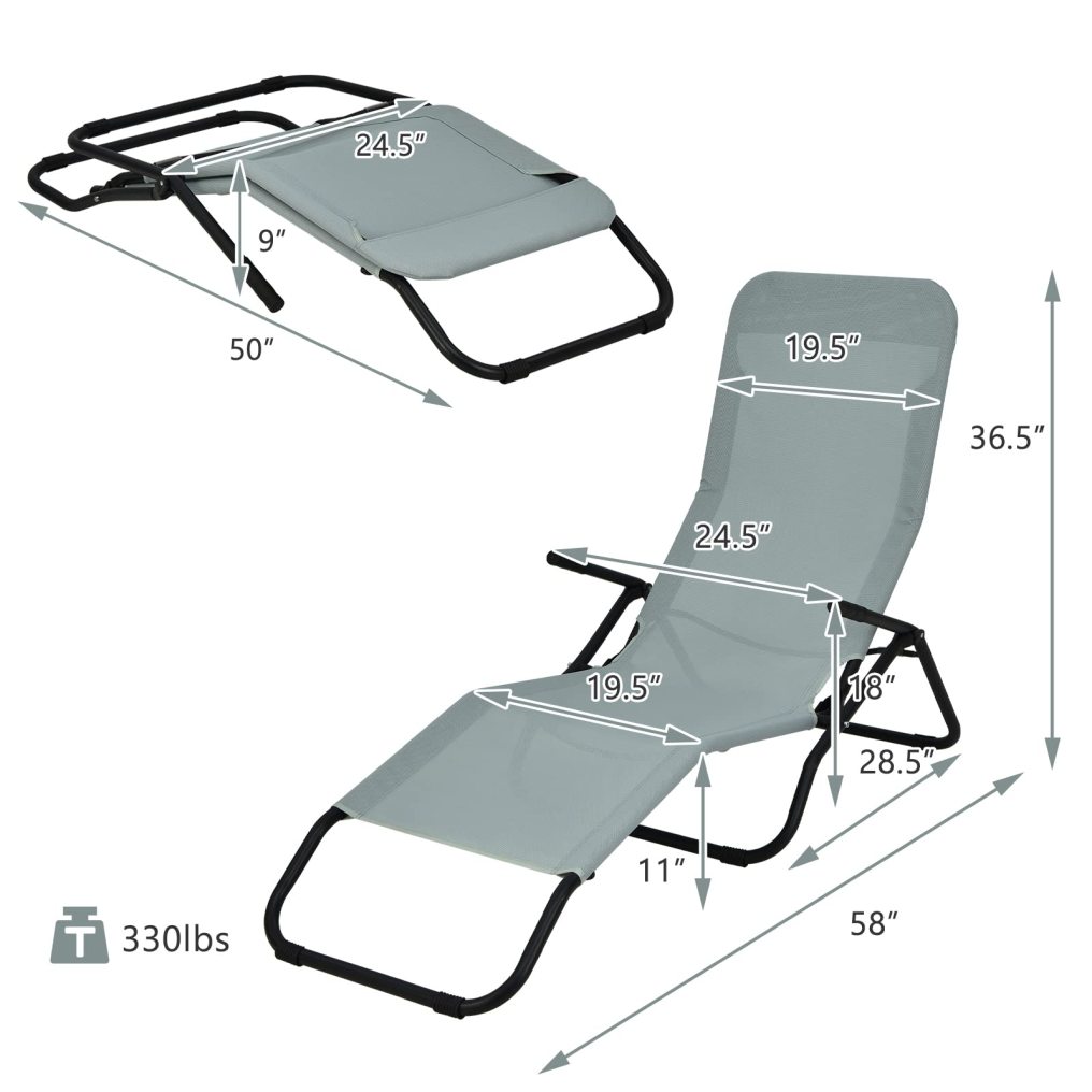 ARLIME 2 PCS Patio Folding Lounge Chair Rocker Zero Gravity Sun-Chair Recliner