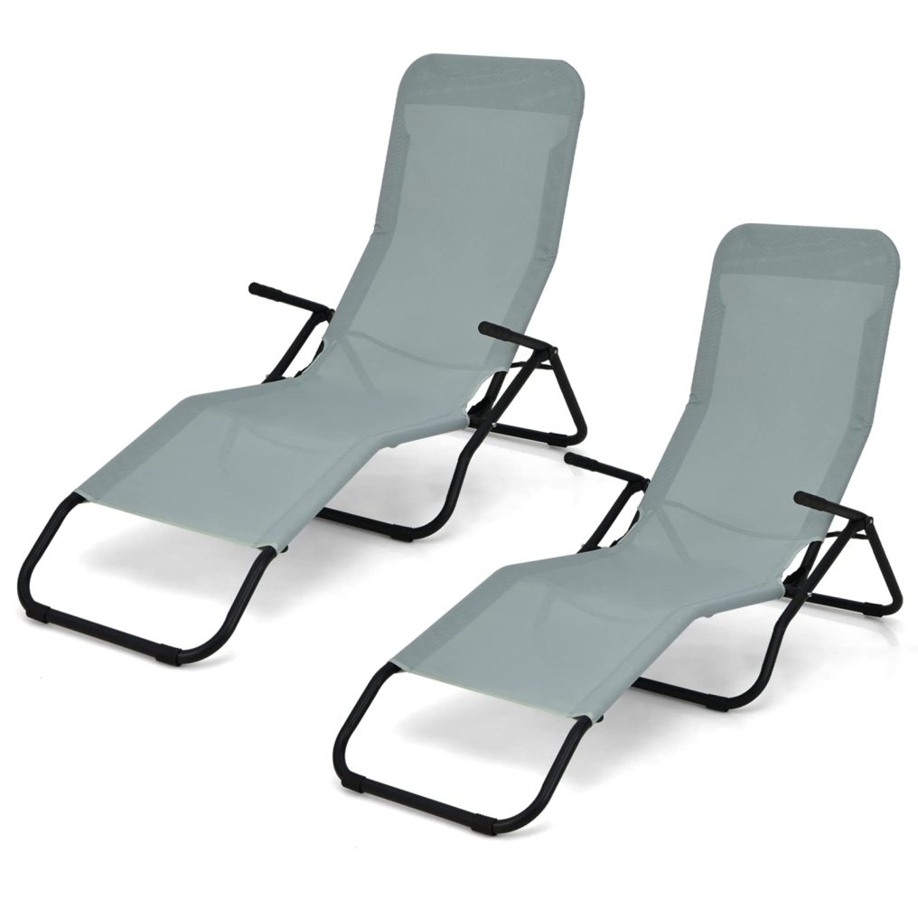 ARLIME 2 PCS Patio Folding Lounge Chair Rocker Zero Gravity Sun-Chair Recliner
