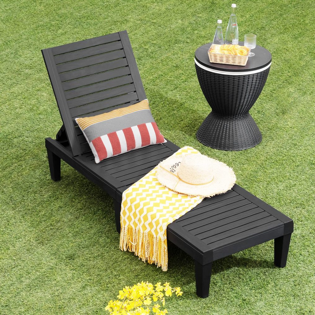 Patio Lounge Chair Chaise Recliner Weather Resistant Adjust