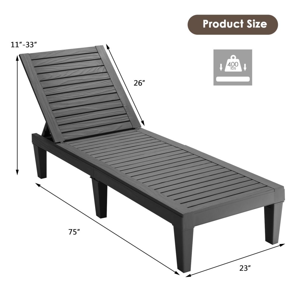 Patio Lounge Chair Chaise Recliner Weather Resistant Adjust