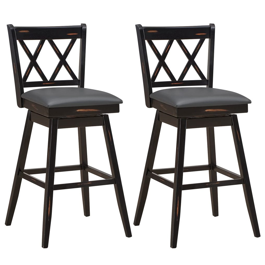 360 ° Swivel Bar Height 29.5 inch Bar Stool with Foot Rest Upholstered Cushion & Ergonomic Backrest