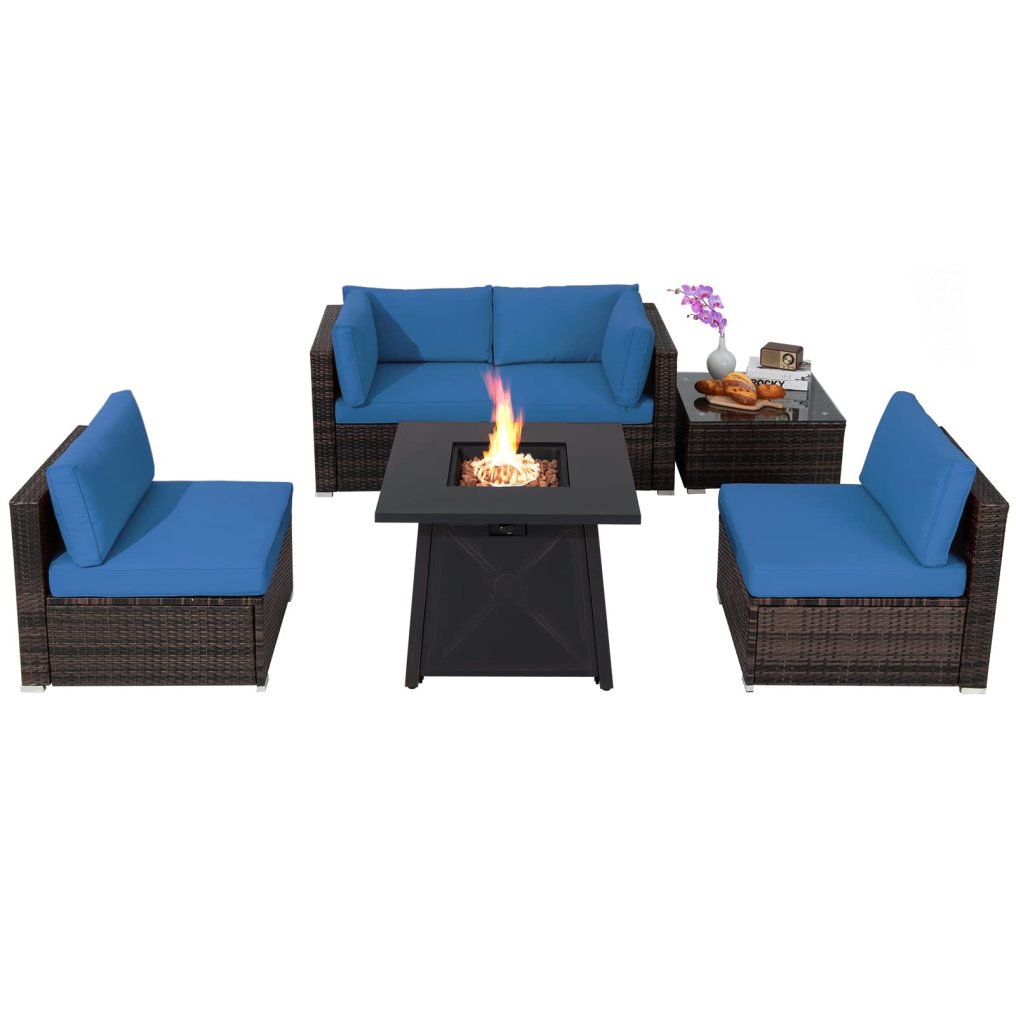 6 Piece Patio Furniture Set with 30'' Fire Pit Table