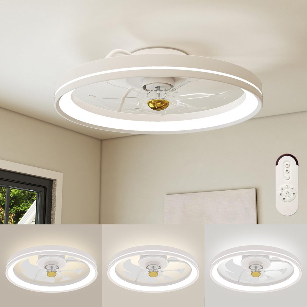 Arlime 19" Low Profile Flush Mount Fan w/ 3000-6500K Dimmable LED