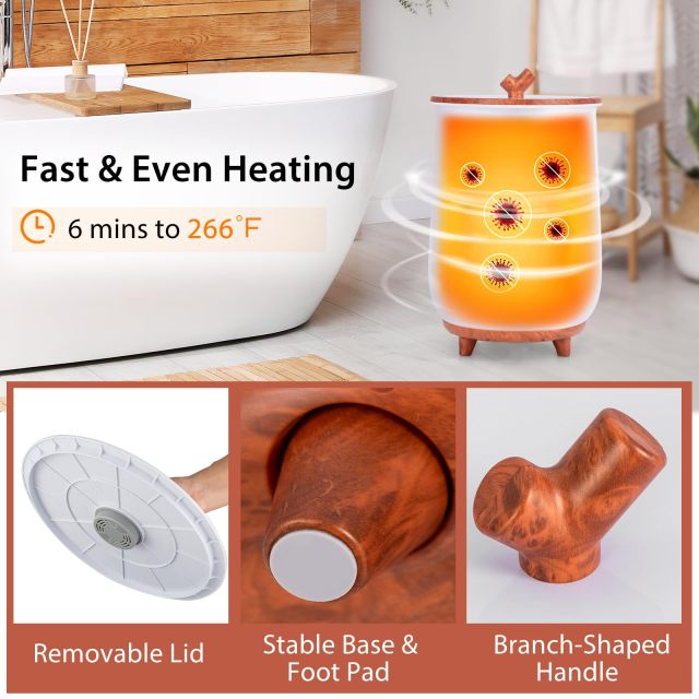 Bucket Style Towel Warmer 23L Towel Warmer with 4 Heating Time & 3 Heating Temperature