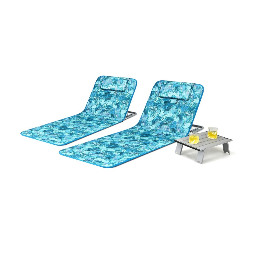 ARLIME 3-Piece Beach Lounge Chairs Outdoor Lounger with Side Table