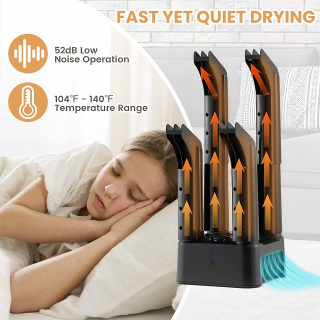 Prevent Odor Mold & Bacteria 4 Shoe Electric Dryer with Timer