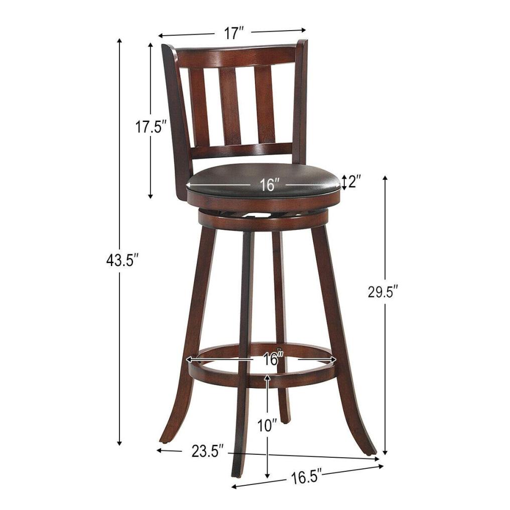 29 Inch Set of 2/4 Wood Swivel Counter Height Dining Pub Bar Stools with PVC Cushioned Seat