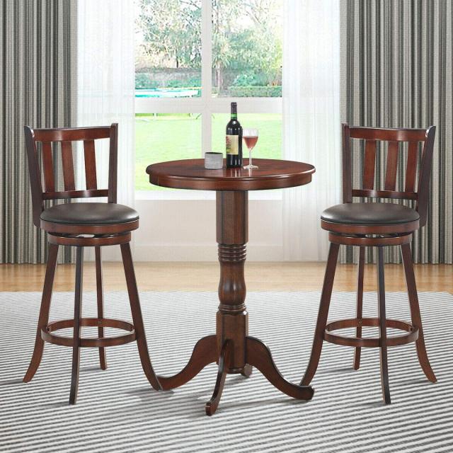 29 Inch Set of 2/4 Wood Swivel Counter Height Dining Pub Bar Stools with PVC Cushioned Seat