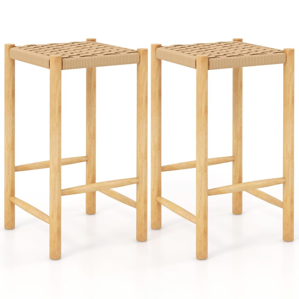 Wooden Bar Stools Set of 2/4 Rustic 26-inch Counter Height Dining Stools