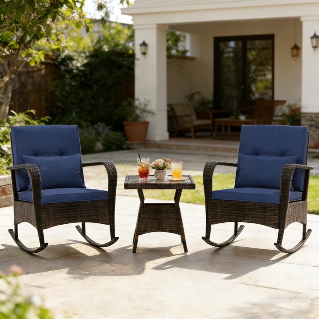 3 Piece PE Wicker Patio Bistro Set