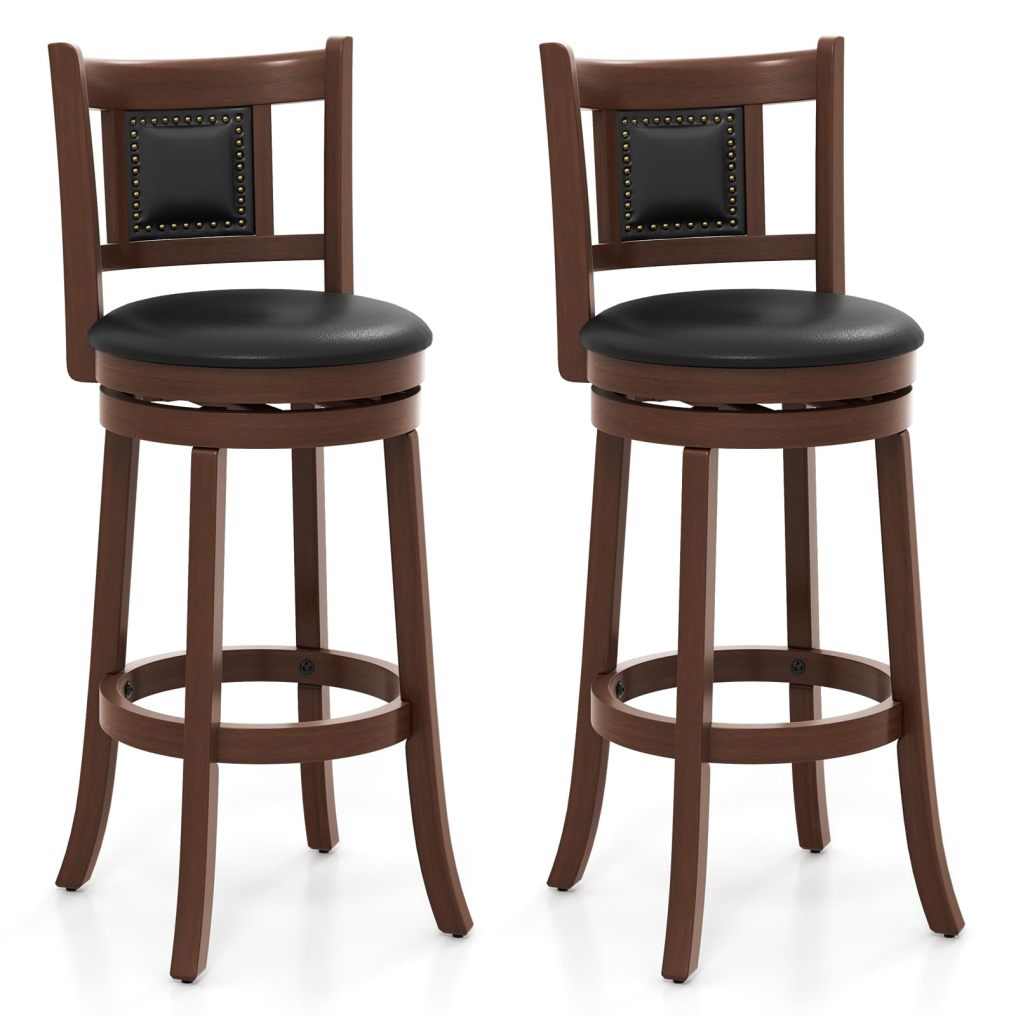 Bar Stools Set of 2/4 30.5” Swivel Upholstered Bar Height Bar Stool