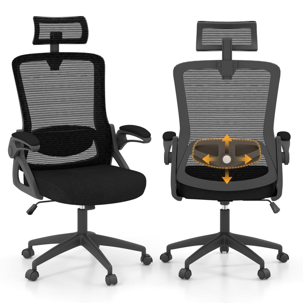 Ergonomic Mesh Office Chair 90°-120° Rocking Function and Waterfall Seat