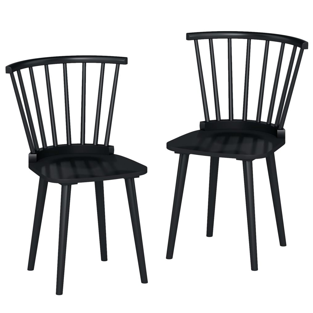 Windsor Dining Chairs Set of 2/4 with Spindle Back and Contoured Seat for Home