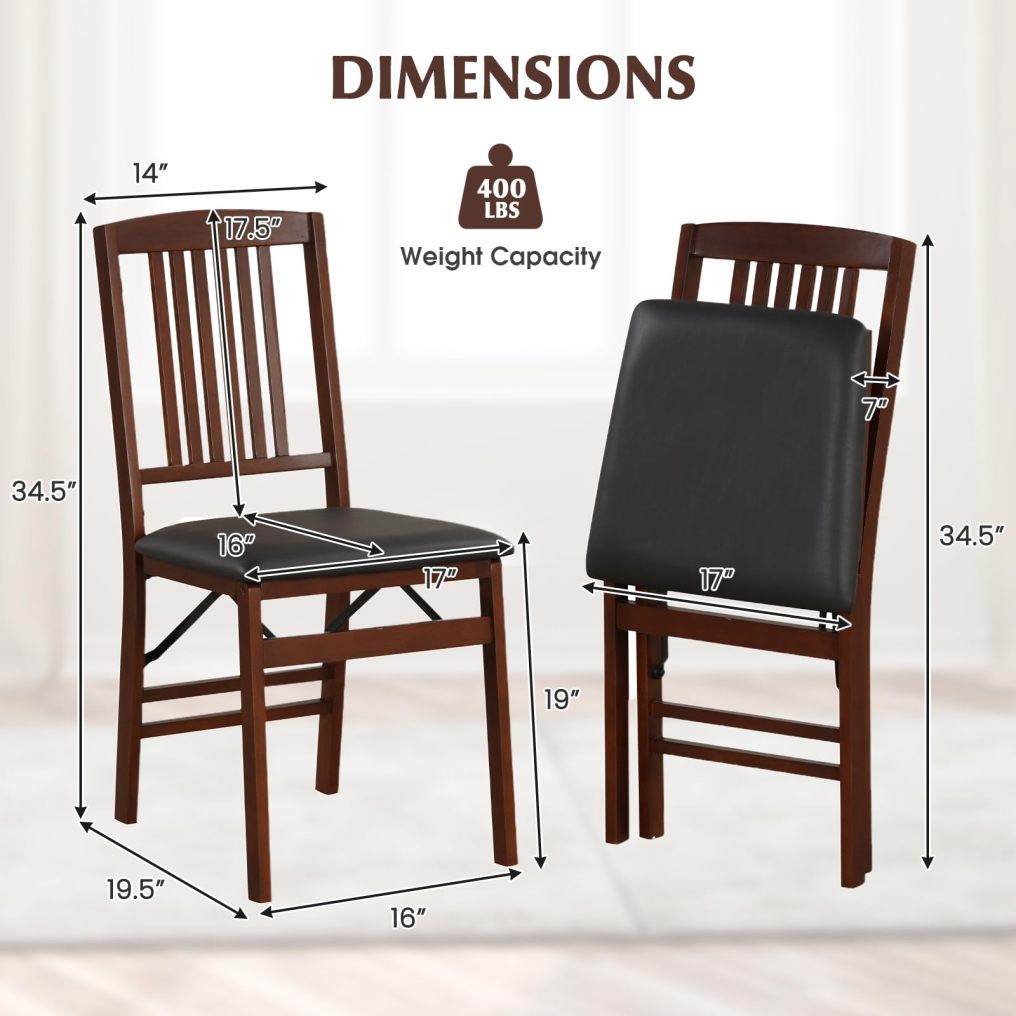 Wooden Kitchen Side Chairs w/Padded Seat for Dining Room