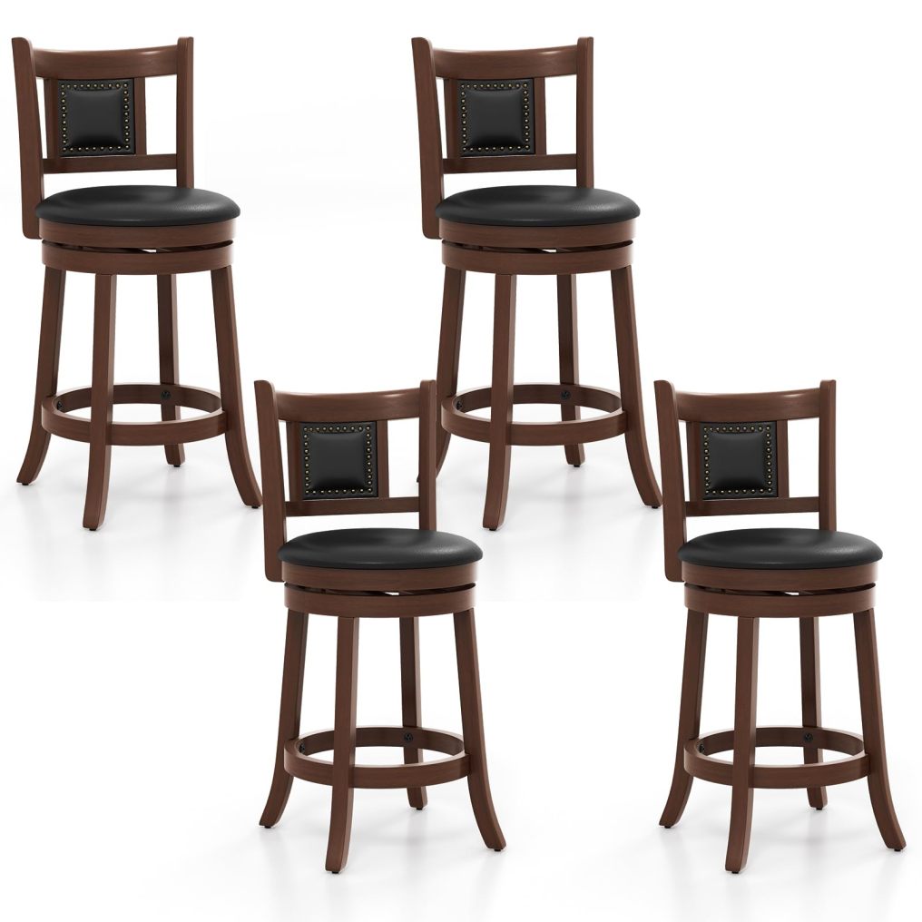 Bar Stool Set of 2/4 25.5” Swivel Upholstered Counter Height Bar Stool
