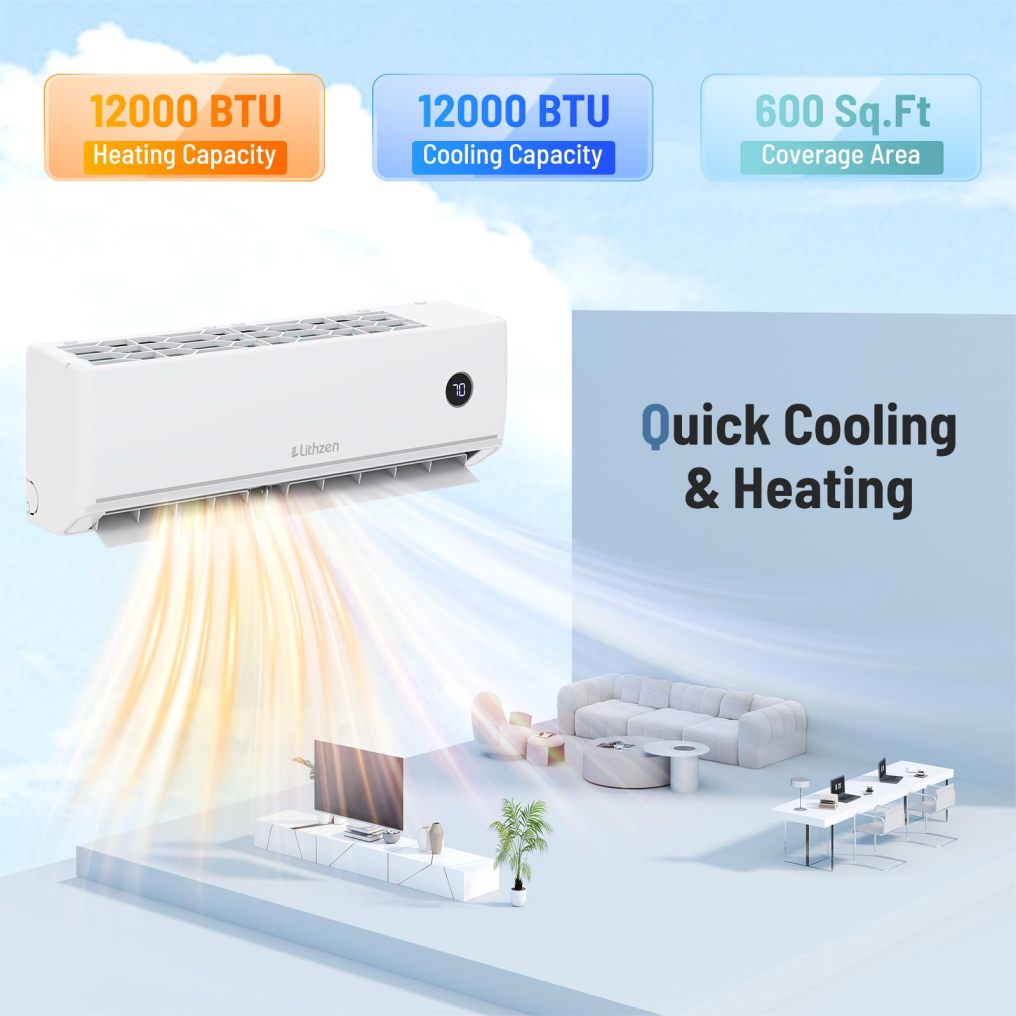 12000 BTU 18.1 SEER2 208/230V Mini Split Air Conditioner & Heater
