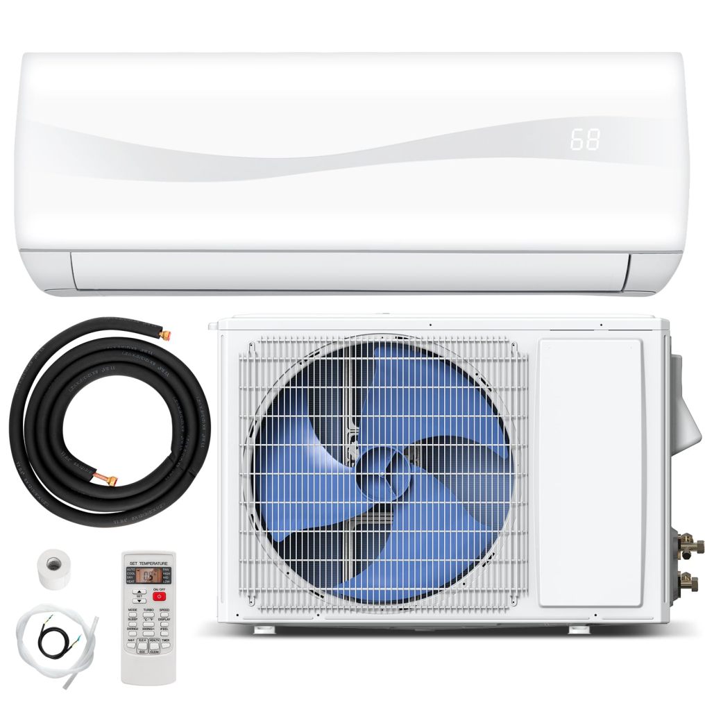 9000 BTU Mini Split Air Conditioner & Heater, 17 SEER2 208V-230V Pre-Charged Inverter Heat Pump System