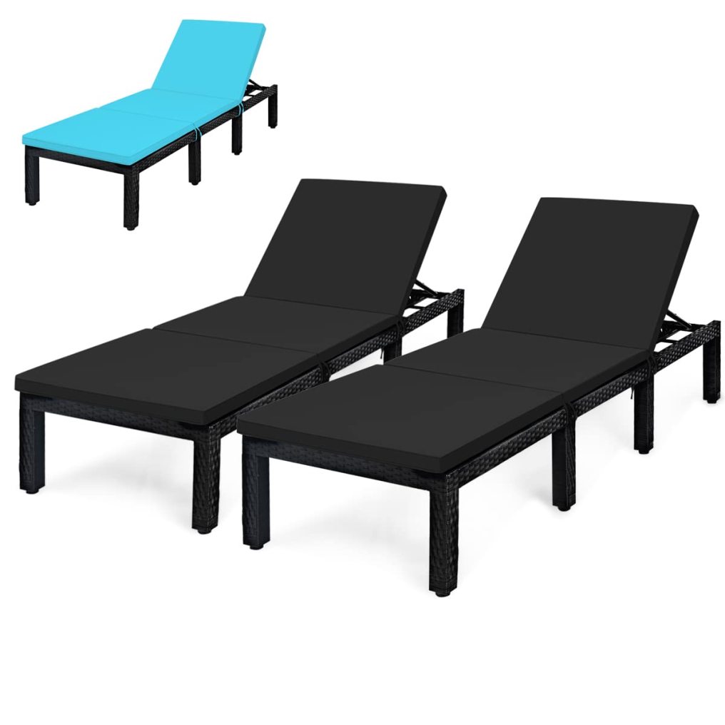Patio Rattan Lounge Chair with Cushion for Deck