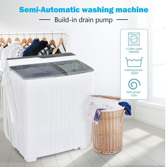 ARLIME Portable Washing Machine Twin Tub 21Lbs Capacity, Washer(14.4Lbs) and Spinner(6.6Lbs)