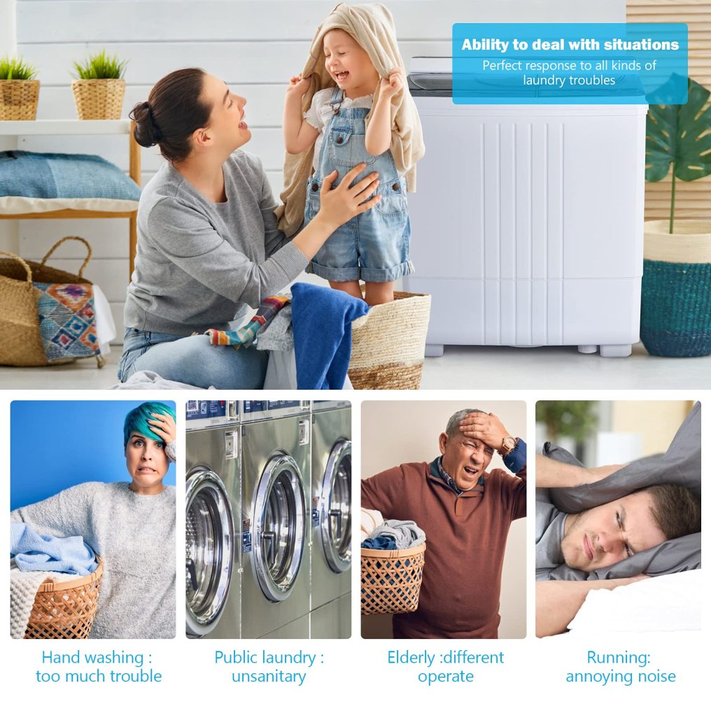 ARLIME Portable Washing Machine Twin Tub 21Lbs Capacity, Washer(14.4Lbs) and Spinner(6.6Lbs)