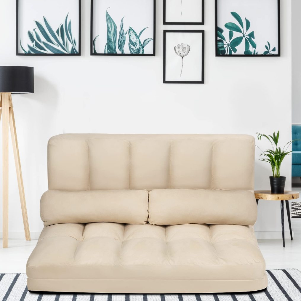 Convertible Floor Sofa Couch with 2 Pillows