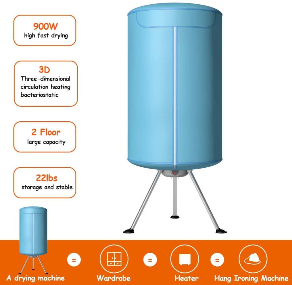 Hot Drying Machine with Heater for Home & Dorms Portable Clothes Dryer