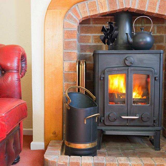 4 Blade Heat Powered Stove Fan Multi-Function Fuel Saving Wood Burning Eco Fan for Wood