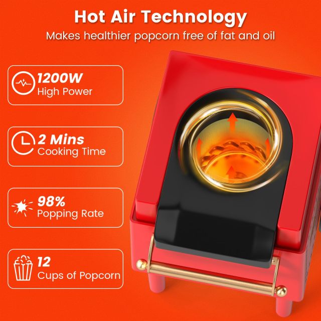 ARLIME Vintage Style Popcorn Maker with Kernel Measuring Cup