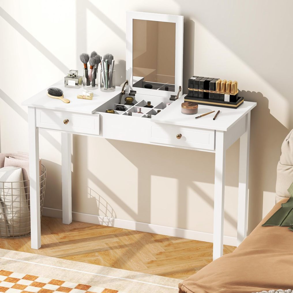 Vanity Desk with Flip Top Mirror Dressing Table