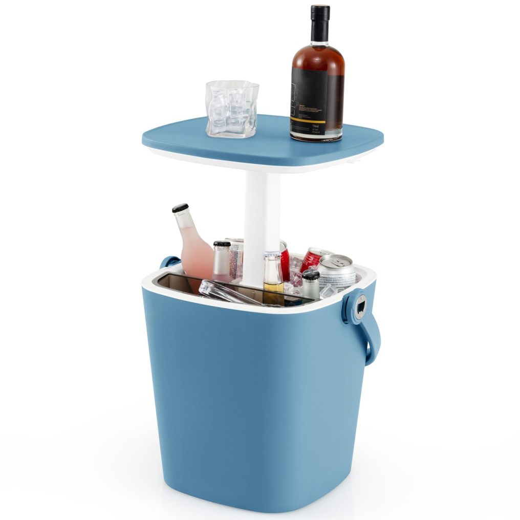 Outdoor Cooler Table 4-Gallon Portable Cooler Side Bar Table