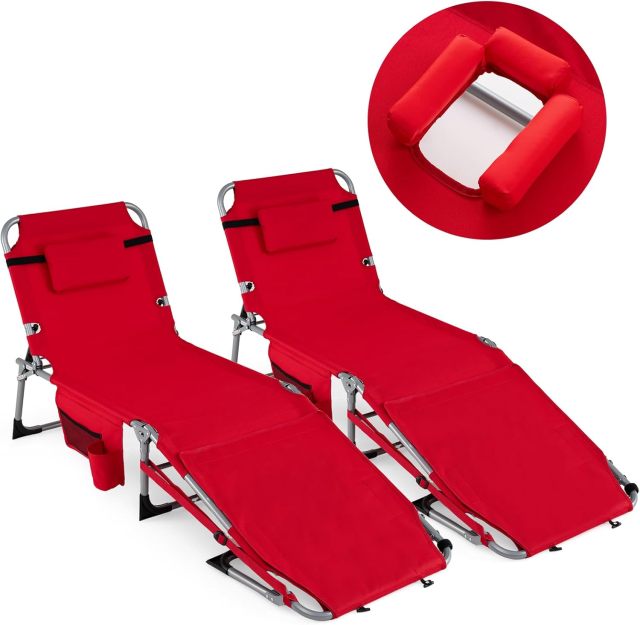 Tanning Chair with Face Arm Holes | Portable Sunbathing Chair w/4-Level Backrest (1/2)