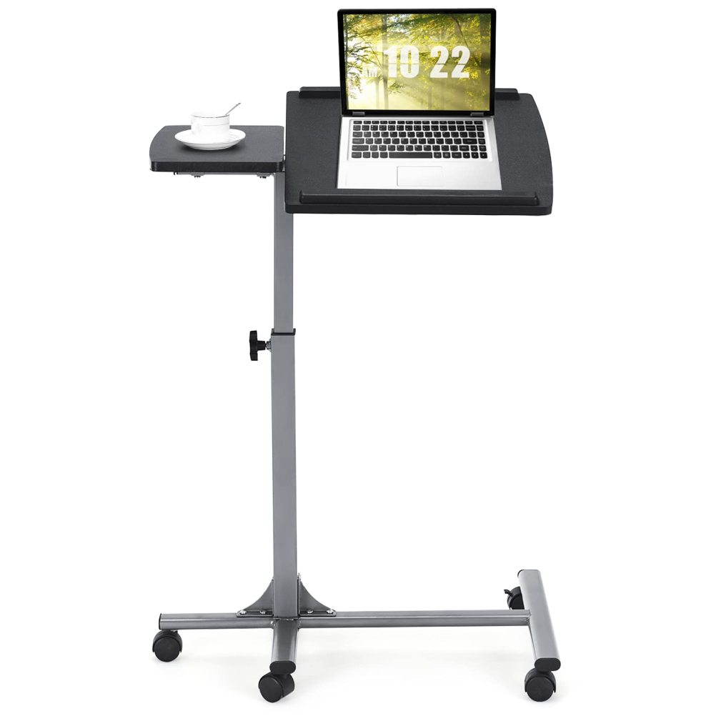 Mobile Laptop Tray and Projector Cart with 45 °Degree Swivel Tilting Tabletop