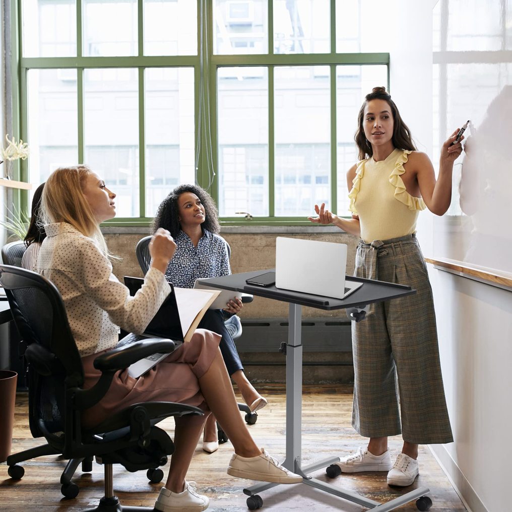 Mobile Laptop Tray and Projector Cart with 45 °Degree Swivel Tilting Tabletop