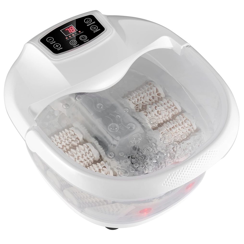 Foot Spa/Bath Massager with Heat & Bubbles & 6 Electric Massage Rollers