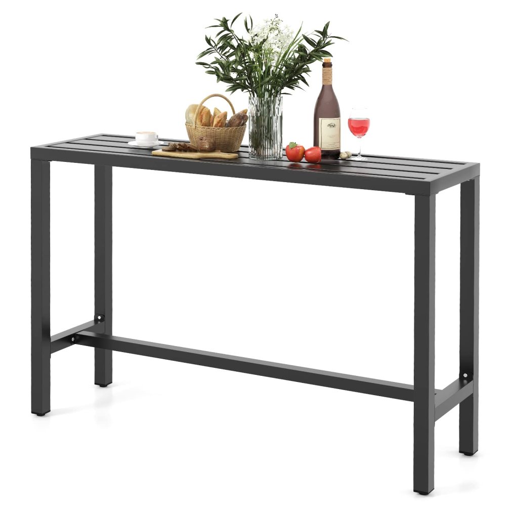 Outdoor Bar Table 48-inch/55-inch Wide Narrow Counter Height Dining Table