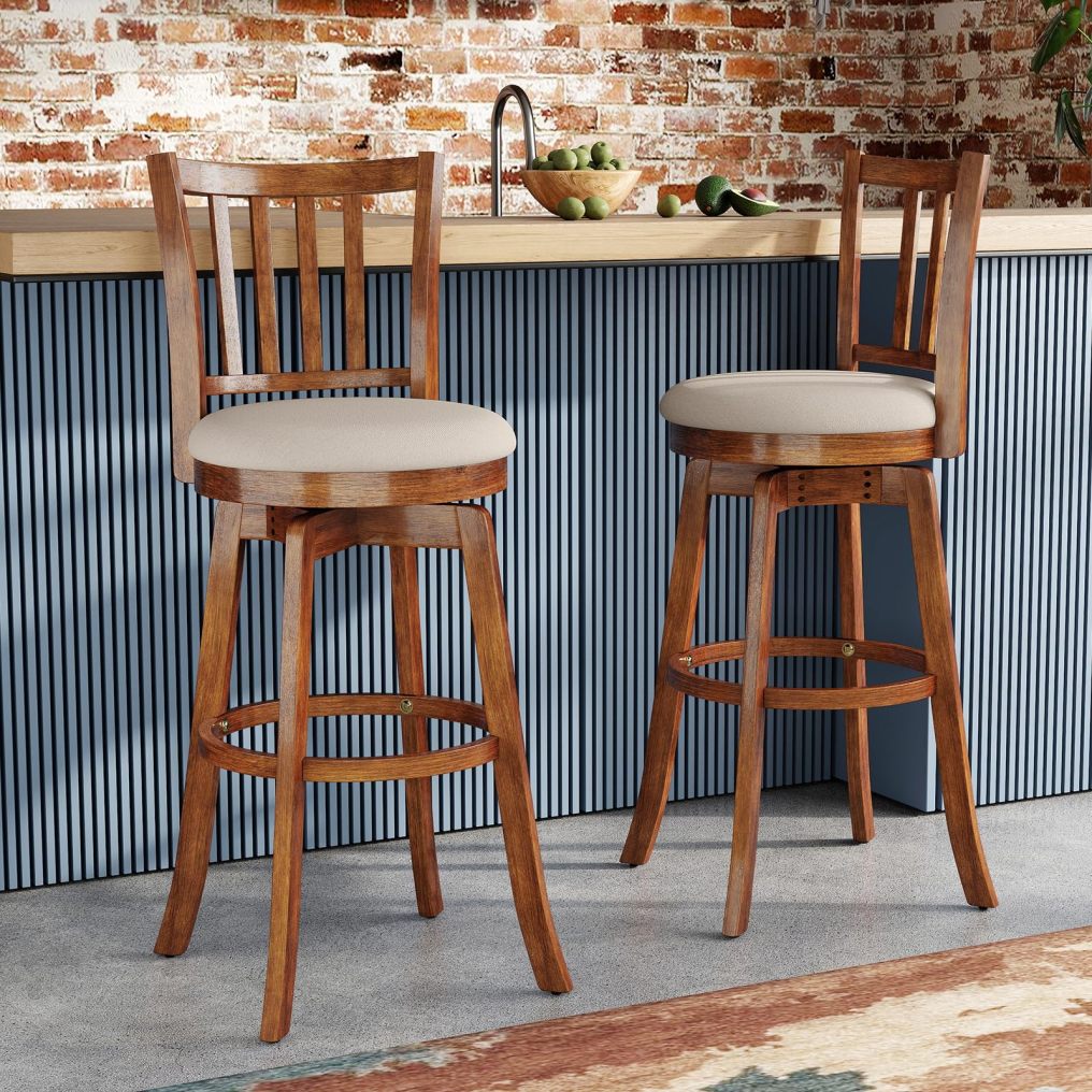 COSTWAY 30.5” Barstools Set of 2/4 360° Rotating Bar Height Chairs(30.5”)