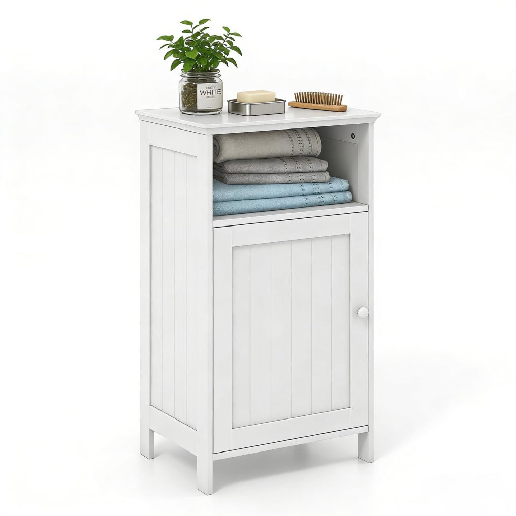 Single-Door Floor Cabinet Compact Bathroom & Side Storage Organizer