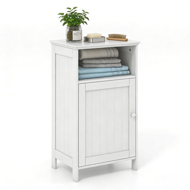 Single-Door Floor Cabinet Compact Bathroom & Side Storage Organizer