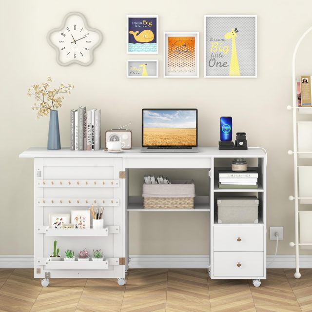 Sewing Machine Table with Charging Station