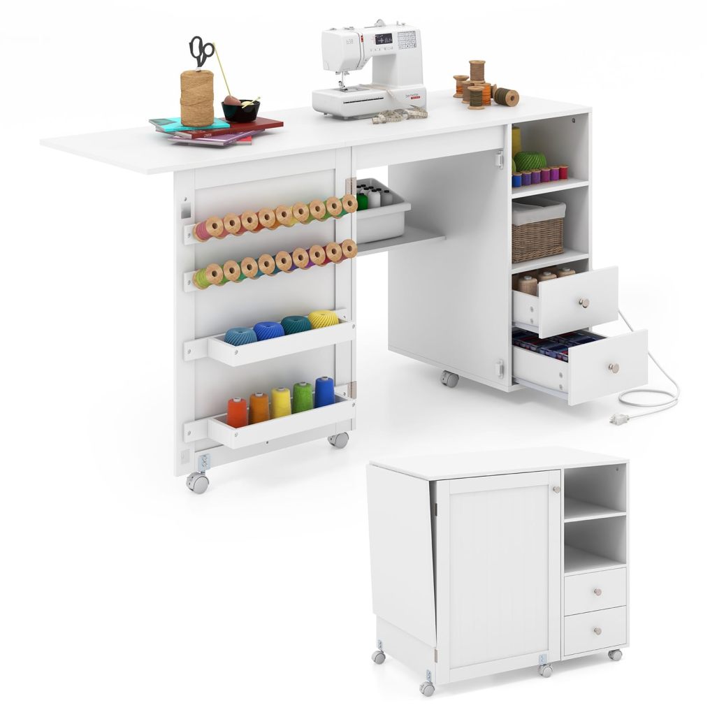 Sewing Machine Table with Charging Station