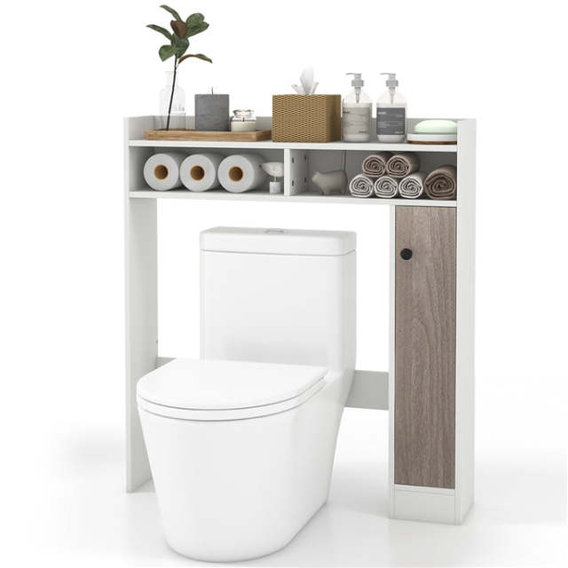 Over The Toilet Storage Cabinet with Single Door Cabinet & Open Shelves