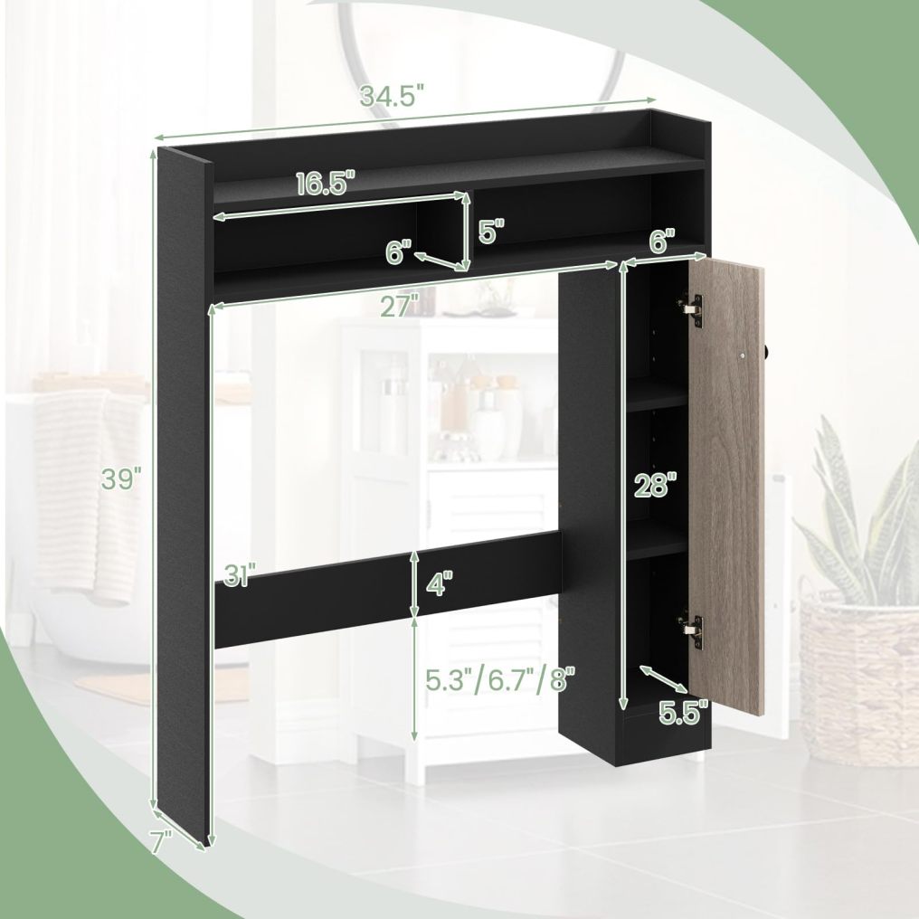 Over The Toilet Storage Cabinet with Single Door Cabinet & Open Shelves