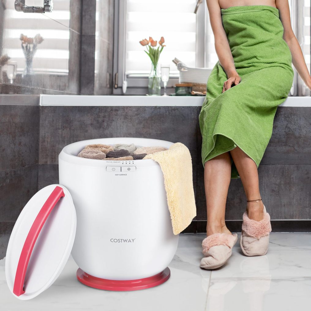 Bucket Style Towel Warmer with Auto Shut off Timer for Two Oversized 40” x 70” Oversized Towels