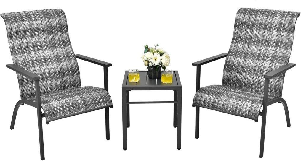 3 Pieces Patio Bistro Set Outdoor Rattan Conversation Set with Coffee Table