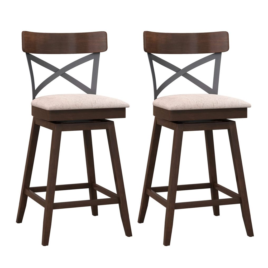25 Inch Swivel Ergonomic Counter Height Chairs with Cushioned Seat