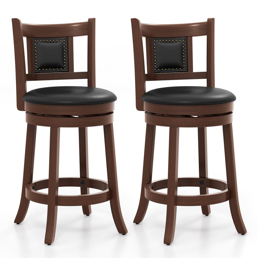 Bar Stool Set of 2/4 25.5” Swivel Upholstered Counter Height Bar Stool