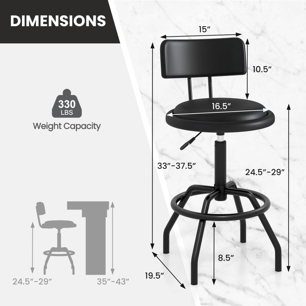 Adjustable Swivel Vintage PU Leather Bar Stool