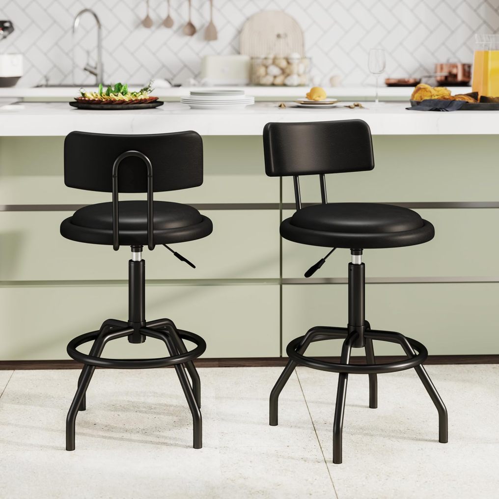 Adjustable Swivel Vintage PU Leather Bar Stool