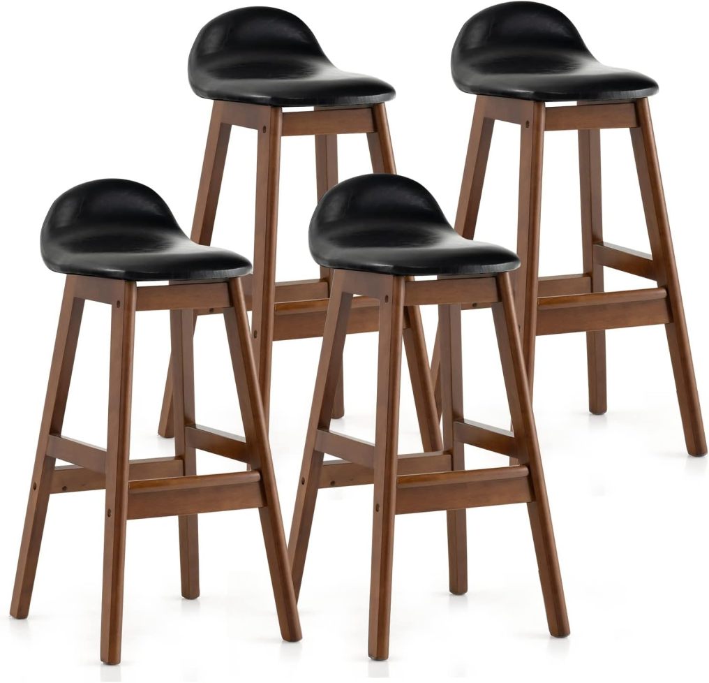 27.5 inch Bar Stools Set of 2/4 Counter Height Bar Stools with Upholstered PU Leather
