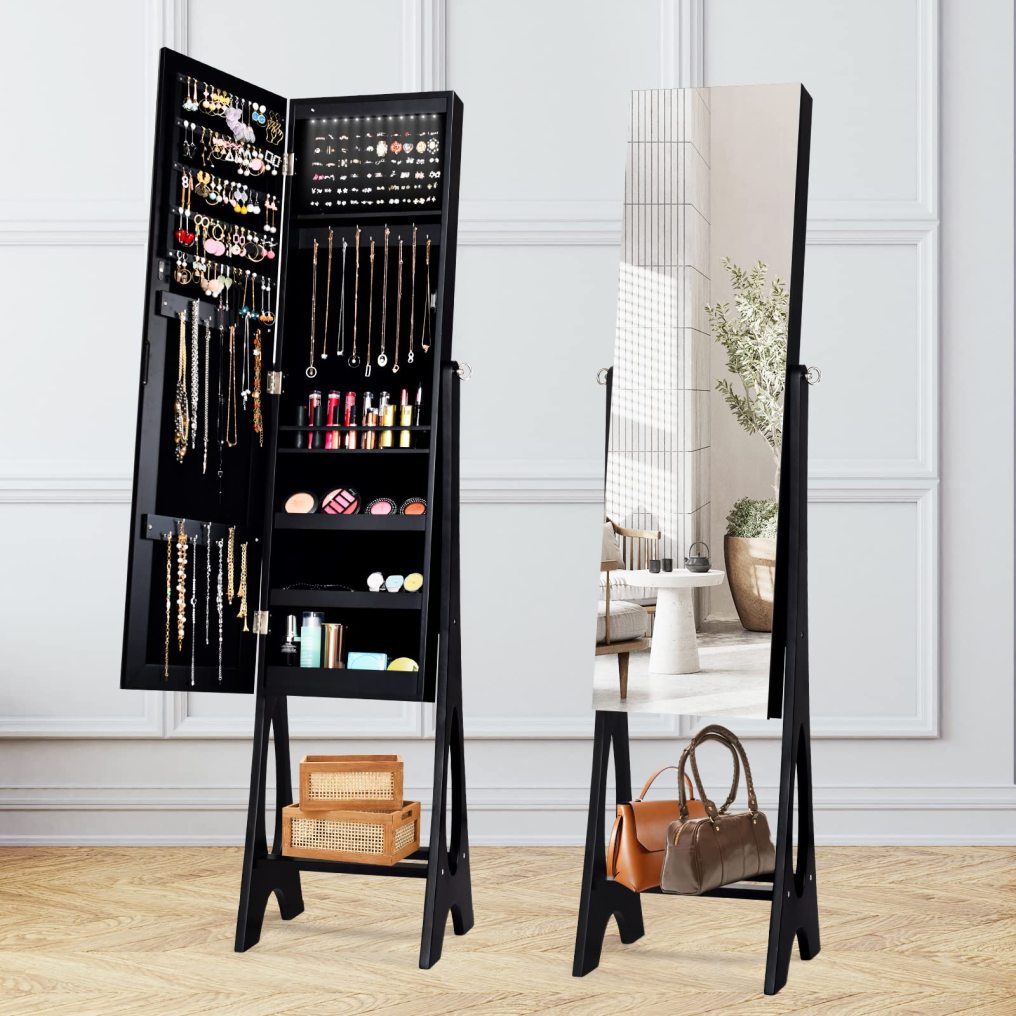 12 LED Jewelry Armoire Cabinet Freestanding Jewelry Organizer